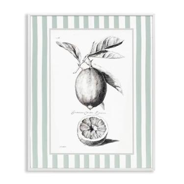 Imagem de Stupell Industries Design de arte giclée emoldurado branco com borda listrada de limão vintage por Lettered and Lined, 14 x 11