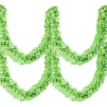 Imagem de Dingion Guirlandas de Natal de 1,5 m guirlandas metálicas torcidas para pendurar guirlanda para árvore de Natal de Halloween, suprimentos de festa para decoração interna e externa (fosco, verde)