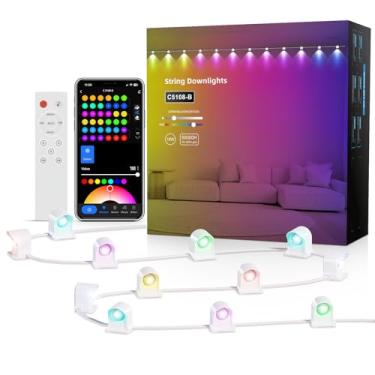 Imagem de Luzes Downlights RGB inteligentes, 9 metros com 30 luzes LED inteligentes de LED, funciona com Alexa/Google, 111 modos de cena, luminária de parede interna que muda de cor para festa, quarto infantil