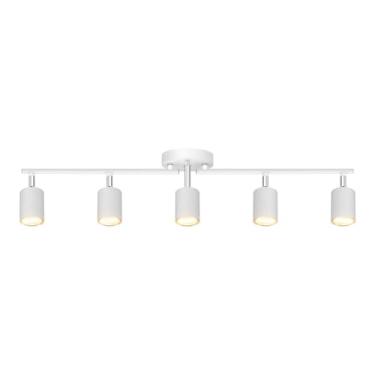 Imagem de Iluminação de trilha, teto de luminárias de pista de LED, luzes brancas de cozinha para quarto, kit de holofotes de teto de 76.2 cm, 5 luzes de parede com cabeças giratórias, decoração de cozinha