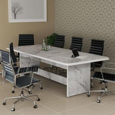Imagem de Mesa De Reunião Escritório 8 Lugares MDF Com Tampo Marmorizado - Poten