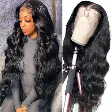 Imagem de ROYAL IMPRESSION Perucas de cabelo humano ondulado frontal de 61 cm de densidade 200% de densidade 13 x 4 HD transparente full lace frontal perucas de cabelo humano 12A ondulado sem cola cabelo humano