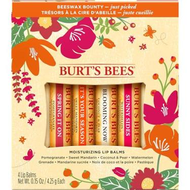 Imagem de Burt's Bees Presentes, 4 produtos de protetor labial, conjunto recém-colhido - romã, mandarim doce, pera de coco e melancia (pacote com 4)