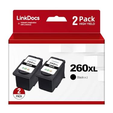 Imagem de LinkDocs Cartuchos De Tinta Preta 260Xl Para Impressora Sem Fio Multifuncional Canon Pg-260 Xl Work Pixma Ts5320 Ts6420 Tr7020 Tr7020A Ts6420A (Preto, Pacote Com 2)