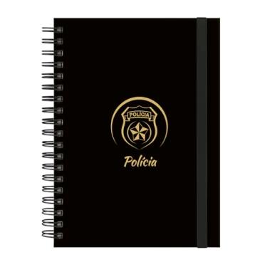 Imagem de Caderno Colegial Plus 12 Matérias Profissões Polícia (Preto e Gold)