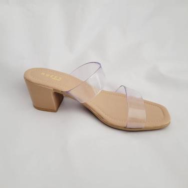 Imagem de Tamanco Sandália Feminino vinil Salto Medio - Rozês  Shoes, Nude, 37