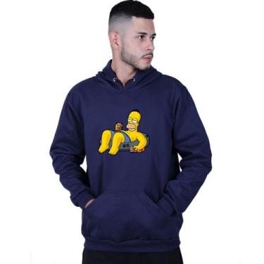 Imagem de Moletom Unissex Canguru Homer Simpsons Boia Mó paz - Lafre, Azul marin