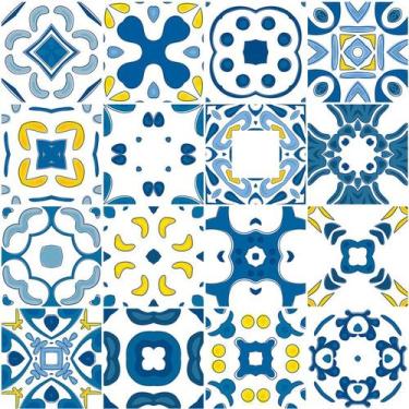 Imagem de Adesivo de Azulejo - Ladrilho Hidráulico - 20cm x 20cm - 16un - 381Azg