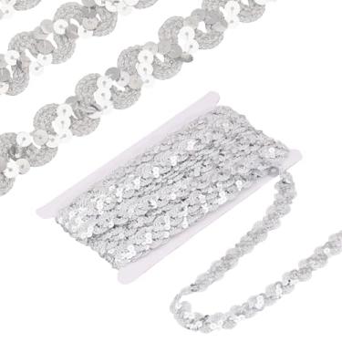 Imagem de GLOBLELAND 24 jardas prata Natal lantejoulas frisadas acabamento em renda 19 mm lantejoulas onduladas franja guarnição fita de fita pailletten para casamento, fantasia, bijuteria, artesanato, costura