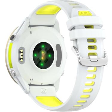Imagem de Miimall Pulseira masculina Garmin Forerunner 970/570 de 47 mm/255/265, ajuste rápido, impermeável, elegante de silicone ajustável de 22 mm para Venu 2/3, Vivoactive 4, branco-verde