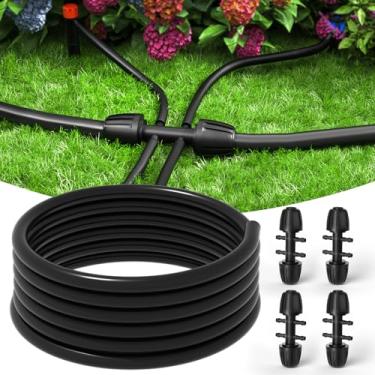 Imagem de Bonviee Tubo de irrigação de 1,27 cm com 4 pacotes de conectores de 6 vias - Tubo de irrigação por gotejamento de 1,2 m ideal para sistema de irrigação de jardim ou como mangueira de distribuição em