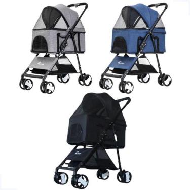 Imagem de Carrinho Transporte Pet Dobrável Berço Removível Cães Gatos - Pet For 