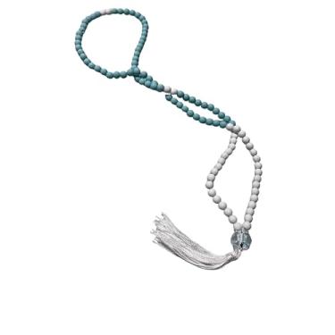 Imagem de Japamalaa 108 Contas Artesanal Ho'oponopono Meditação Equilibrio Ma'arte (Branco/Azul)