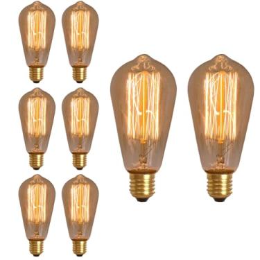 Imagem de Kit 8x Lâmpada Filamento Carbono Retrô Vintage ST64 40W E27 Âmbar Dimerizável (Tensão 110V)