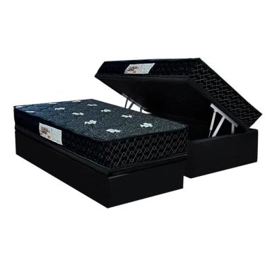 Imagem de Colchão Solteiro Espuma Compact AG 65 / Sofistic Gray + Base CRC Suede Black (88x188) - Paropas