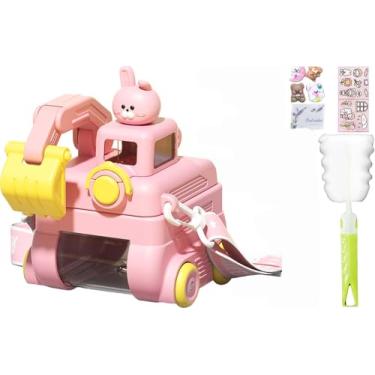 Imagem de viva story Garrafa de viagem submarina com canudo para cães, copo para beber gelo, leite, café, desenho animado, escavadeira, copo de plástico para piquenique, festa, presente de aniversário (garrafa