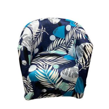 Imagem de Capa Poltrona ferradura Estampa - Taty Capas e Confecções, Folha azul