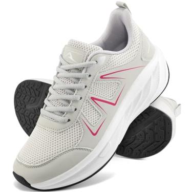 Imagem de Almusen Tênis feminino para caminhar: tênis atlético confortável de malha respirável para treino atlético casual, Cinza, 36