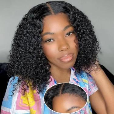 Imagem de Peruca fraisbelle Curly Bob 25 cm Cabelo humano 180 densidade preta