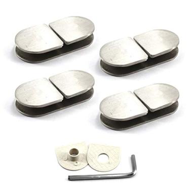 Imagem de Suporte de grampo de vidro 8 – 12 mm clipes de prateleira de vidro de aço inoxidável, suporte de prateleira de vidro montado na parede (pacote com 4), double side