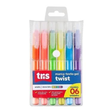 Imagem de 2X Marca Texto Gel Twist Tris Kit 6 Cores Ideal Para Biblia