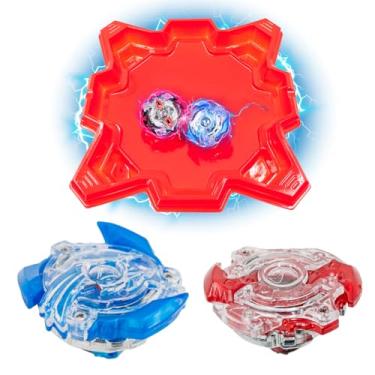 Imagem de Kit de Batalha com Arena e 2 Peões Personalizáveis, Arena 34cm, Lançadores e Acessórios, Vermelho e Azul