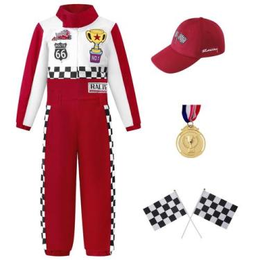 Imagem de Traje Kosgraiy Race Car Driver para crianças, vermelho, tamanho XS/110