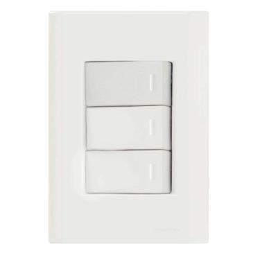 Imagem de Conjunto 4x2 com 3 Interruptores Simples 10 A 250 V Tramontina Giz Bra