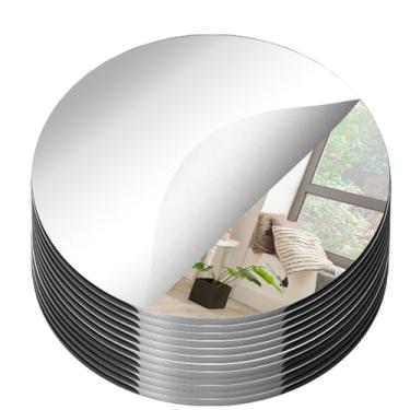 Imagem de 19 peças centrais de espelho para mesas, bandejas pequenas redondas de acrílico para decoração de placa de vela espelhos para mesa de casamento, centro de mesa, chá de bebê, decoração de festa de