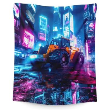 Imagem de Cobertor infantil para meninos de 6 a 8 anos, presente para amantes de tratores, fresco, macio, aconchegante, 127 x 101 cm, flanela para cadeira, sofá, sofá