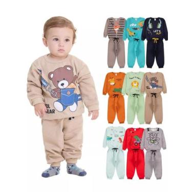 Imagem de Kit 4 Peças de Roupas Infantil Menino 2 Casacos 2 Calças Kit 2 Conjunt