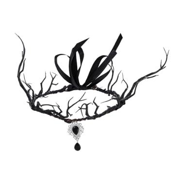 Imagem de Vivivalue Tiara feminina com coroa de flor preta, elfo da floresta, para mulheres, Halloween, cosplay, sessão de fotos, carnaval, baile de formatura