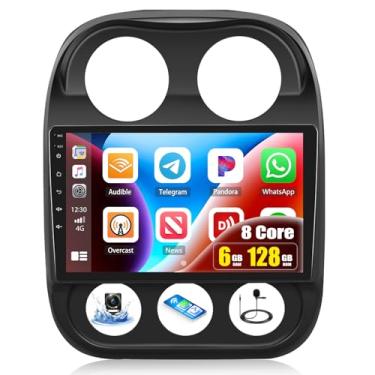 Imagem de [6 + 128 G] Rádio estéreo para carro Android 15 de 8 núcleos para Jeep Patriot Compass 2010-2016 com carro sem fio e Android Auto, rádio de carro de 10,1 polegadas com link espelhado Bluetooth FM/RDS