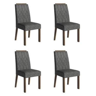 Imagem de Kit 4 Cadeiras de Jantar 4256 com Espaldar Rustic/silver Madesa