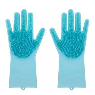 Imagem de Luva Silicone Lava Louça Anti-Térmica Azul