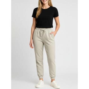 Imagem de Calça de Moletom Feminina Jogger Básica Verde Pastel Forrado Felpudo F