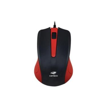 Imagem de Mouse Com Fio Usb Ms-20Rd Preto/Vermelho C3Tech