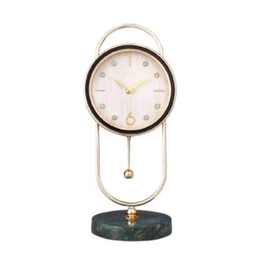 Imagem de Relógio De Mesa Redondo Madre Perola Base Redonda Mármore