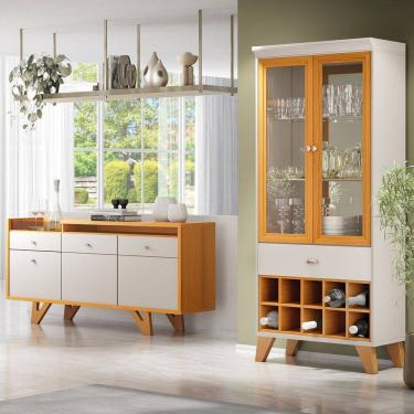 Imagem de Buffet Aparador Sollare e Cristaleira Ópera Off/Cinamomo - HB Móveis