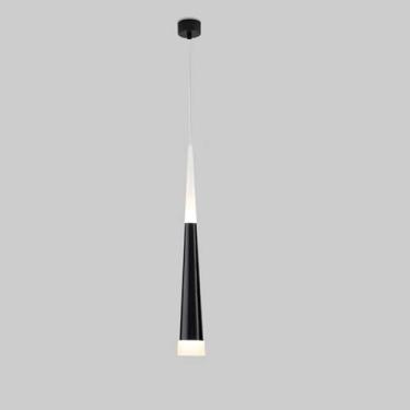 Imagem de Lustre nórdico clássico pendente luz tubo longo pendurado teto lâmpada acrílico preto moderno droplight linear cromo foyer lustre para escada cabeceira quarto corredor, luz branca escura