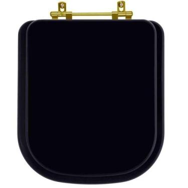 Imagem de Tampa de Vaso Poliéster Axis Preto para bacia Deca com Ferragem Dourad