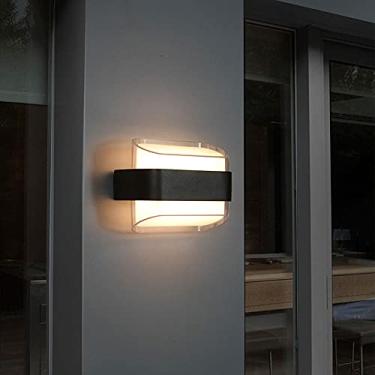 Imagem de Luminária de parede externa quadrada simples e moderna, abajur de acrílico transparente duplo, luminária de parede para cima e para baixo, acabamento fosco em alumínio fundido preto, para a