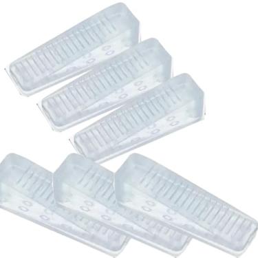 Imagem de Aparador de Porta Flexível, Translúcido, 96mm x 40mm x 14mm, Cunha Protetora Antideslizante, Kit com 6 Peças