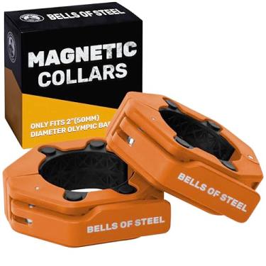 Imagem de Coleiras de barra magnéticas [Bells of Steel] Versão 2.0 Grampos de barra de peso premium, clipes de barra de liberação rápida, grampos de barra olímpicos, clipes de academia de nylon de alta