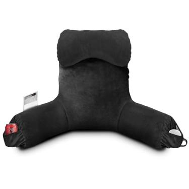 Imagem de Travesseiro de leitura para sentar na cama adulto, travesseiro de cama com espuma viscoelástica desfiada, travesseiro de 63 cm de altura com rolo de pescoço removível, capa lavável, travesseiro