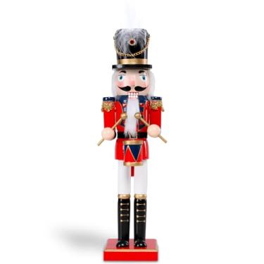 Imagem de Vipush Soldado quebra-nozes de madeira de Natal – enfeite de boneco estilo baterista de 38 cm, decoração de fantoche de Natal, pingente de boneca para festa, loja em casa