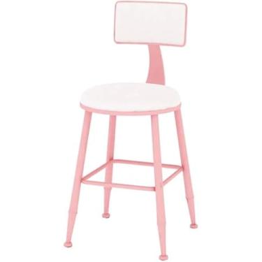 Imagem de WUHUQN Banquetas de bar cadeiras de bar rosa com encosto alto banquinho estofado cadeiras de jantar banco para cozinha banco de café da manhã em casa e cozinha altura sentada 45 cm, 65 cm, 75 cm