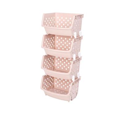 Imagem de Prateleira de cozinha Suporte de frutas e vegetais Rack de armazenamento empilhável multifuncional cesta de vegetais multicamadas (Cor: B, Tamanho: 35,831,288 cm)