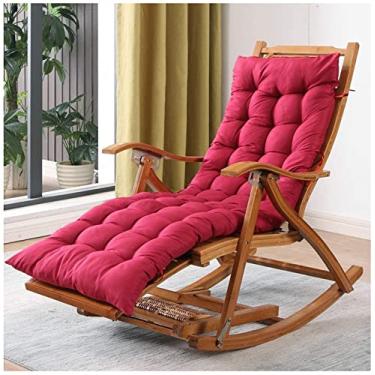 Imagem de Espreguiçadeira de jardim, cadeira de balanço, cadeira de soneca multifuncional, com roda de massagem nos pés, almofada dobrável de algodão, cadeira de bambu para adultos