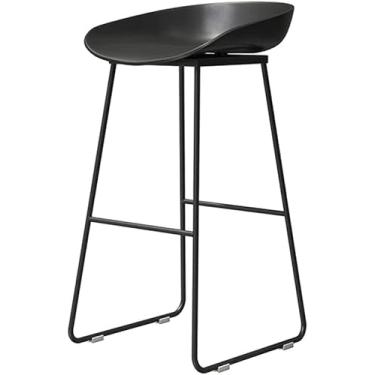 Imagem de WUHUQN Banquetas de bar, cadeiras de bar, banquetas de ferro para cozinha, bar, balcão, cadeira comercial, banco alto, pernas pretas e assentos pretos